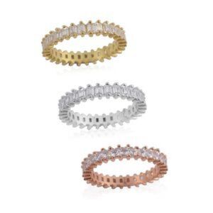 Set of 3 Simulated Diamond Multitone Eternity Band Rings (Size 8) TGW 13.50 cts.